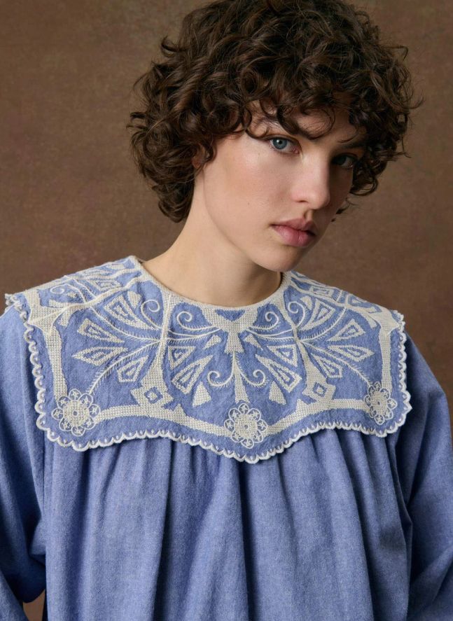 Blouse Anastasy Coton Bio | Bleu