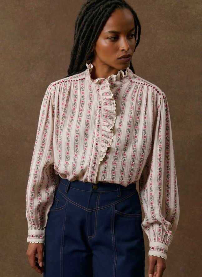 Blouse Rayures Cora Coton Bio | Crème