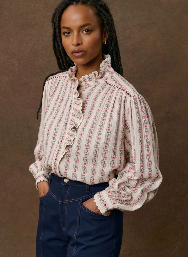 Blouse Rayures Cora Coton Bio | Crème