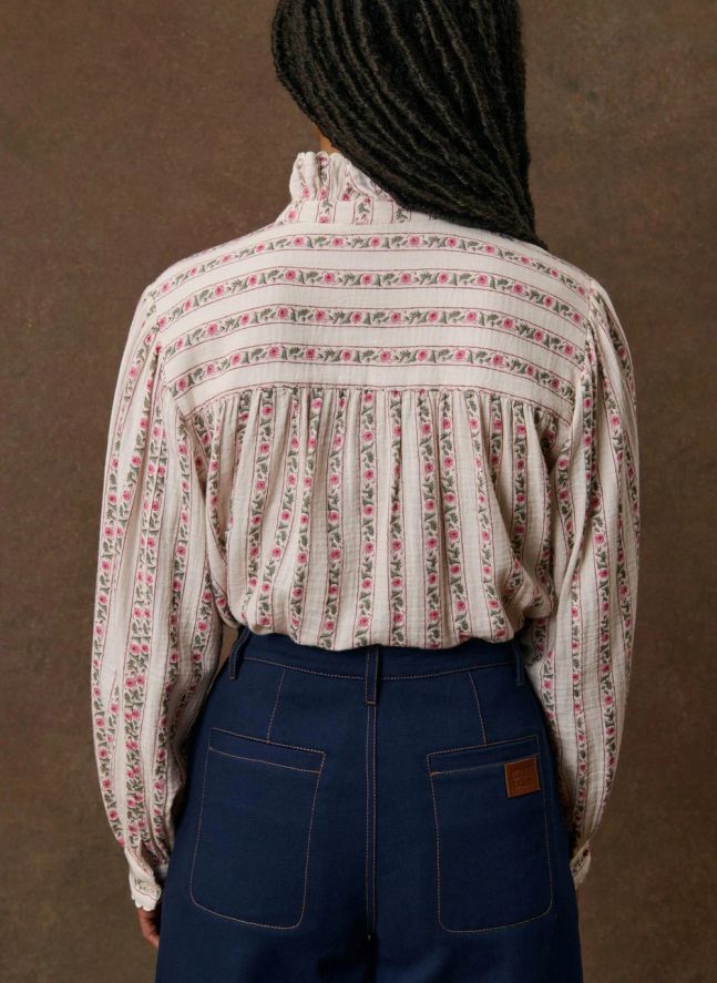 Blouse Rayures Cora Coton Bio | Crème