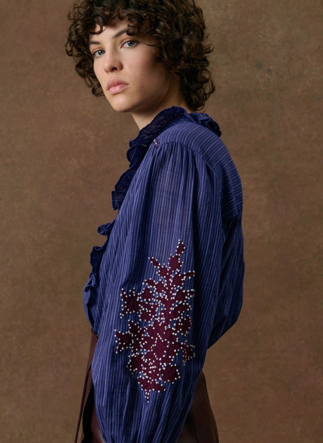 Blouse Cora Coton | Bleu marine