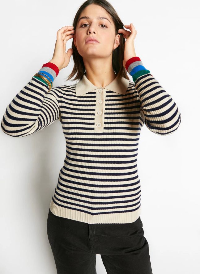 Polo Wallaby Rayé | Bleu marine