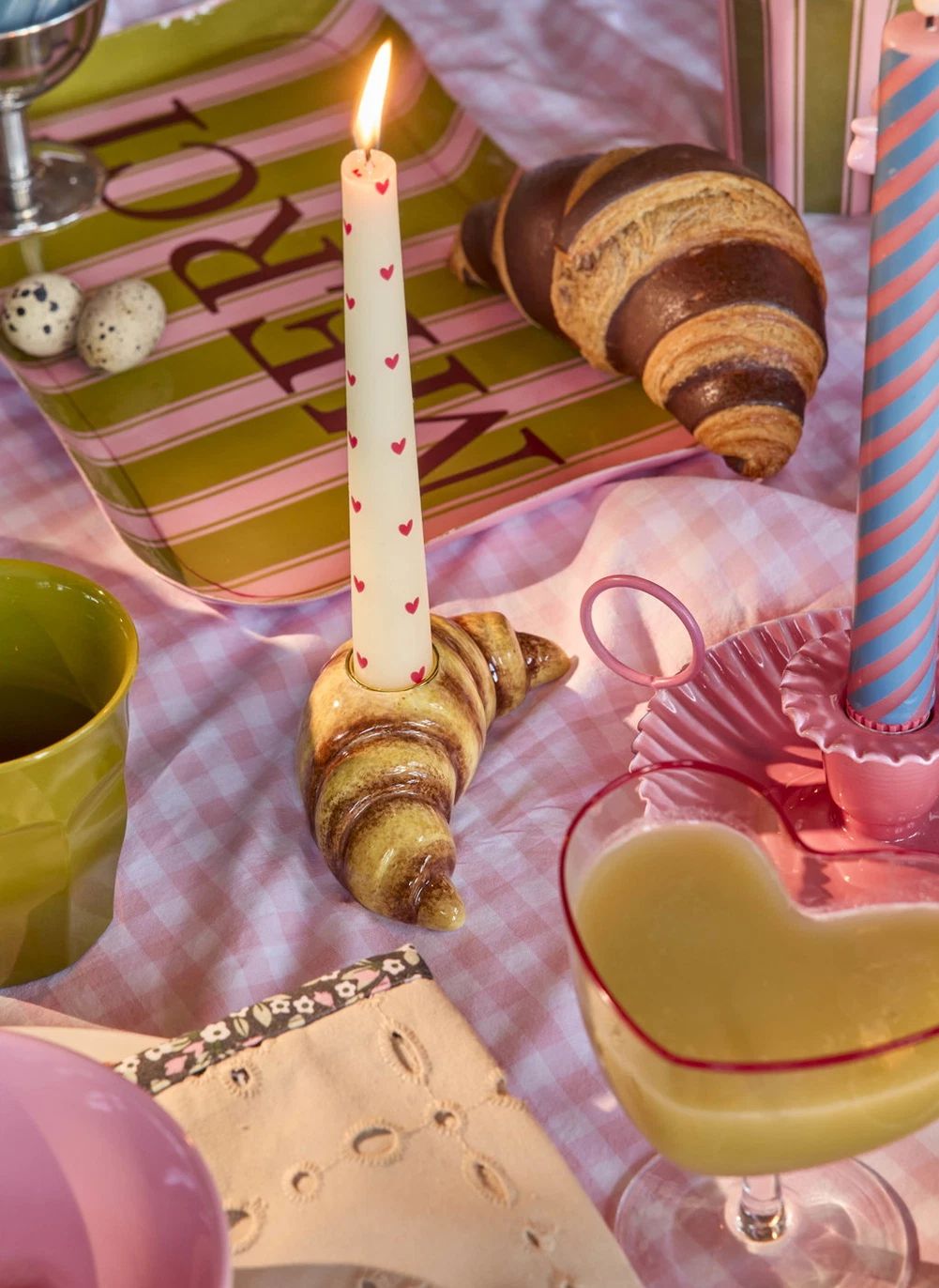 Bougeoir en Céramique Croissant | Beige- Image produit n°4