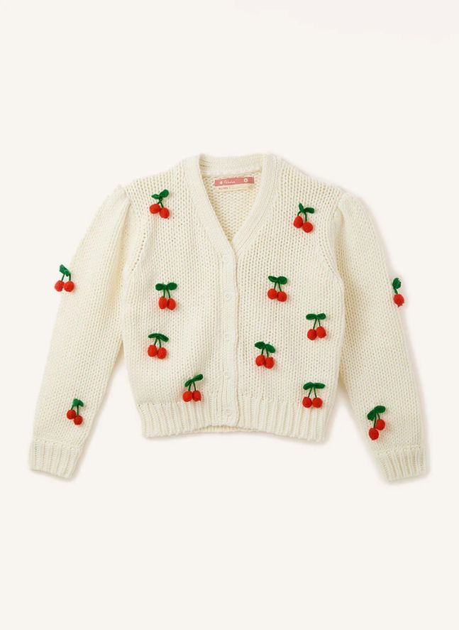 Gilet Maille Cerises | Beige