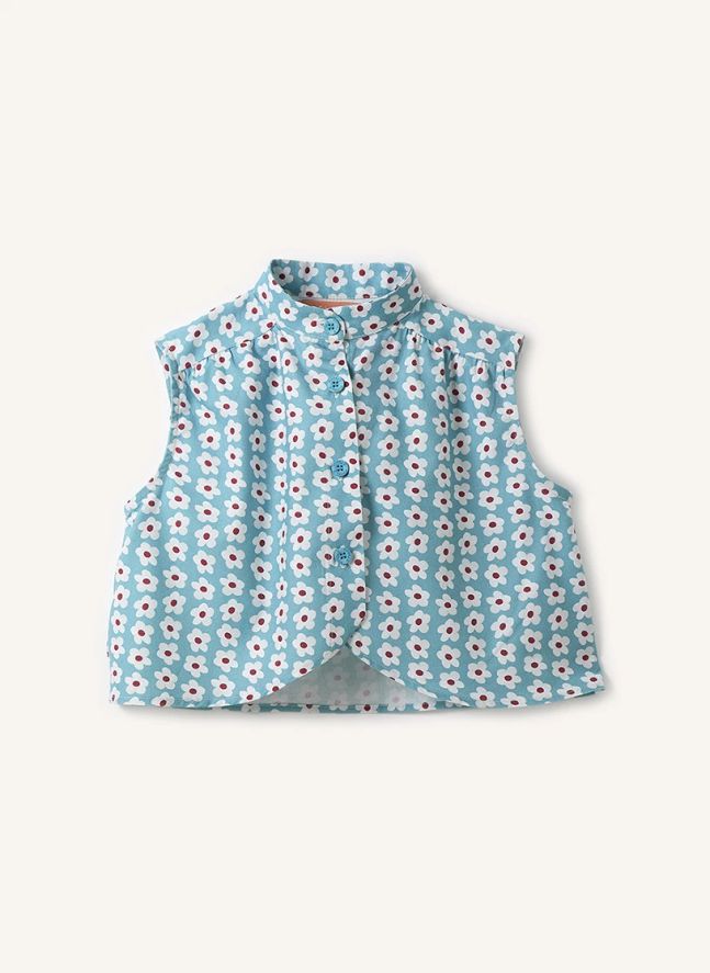 Blouse Fleurie | Bleu Clair