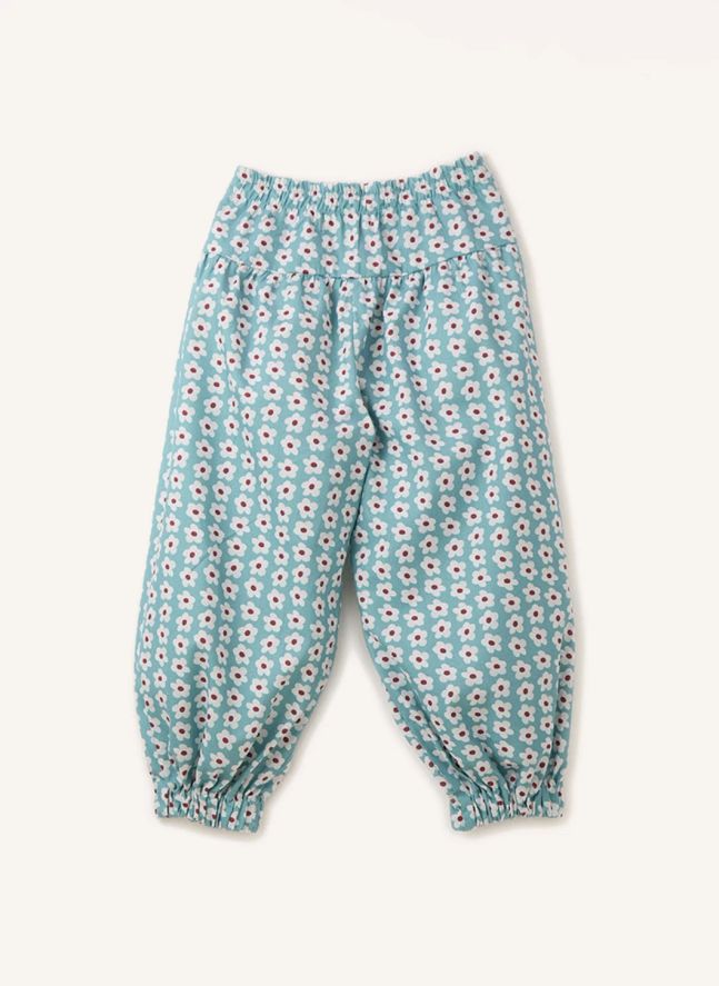 Elasticated Flower Pants | Light blue