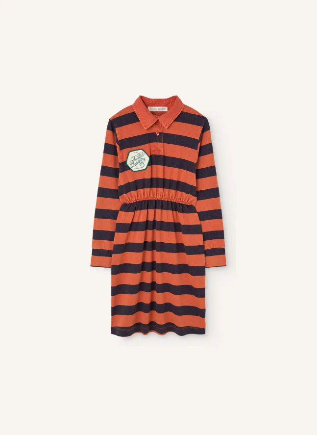 Robe Pigeon Rayée Coton Bio | Rouge
