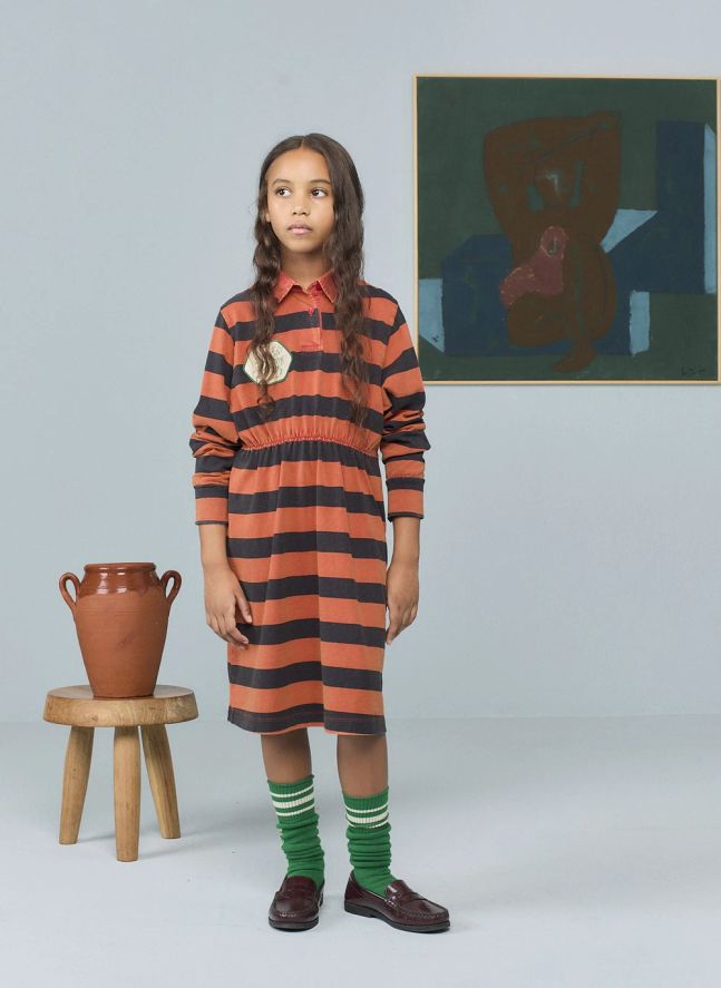 Robe Pigeon Rayée Coton Bio | Rouge