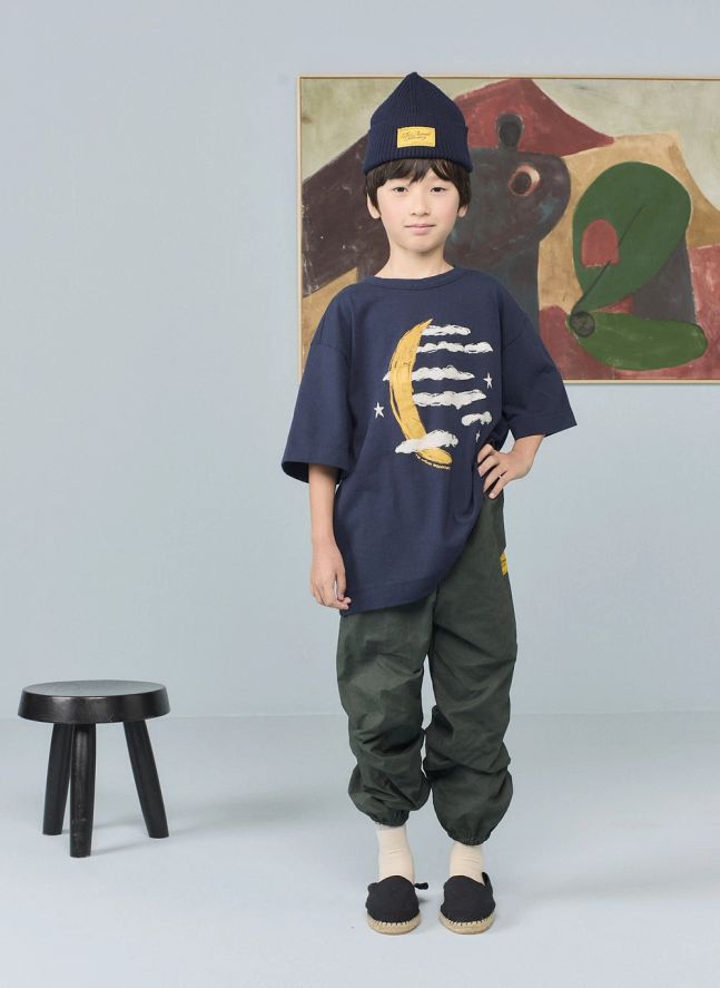 T-shirt Collie Lune Coton Bio | Bleu marine
