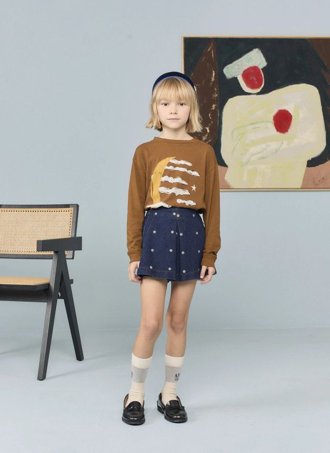 Jupe Short Olingo Pois Denim | Bleu foncé