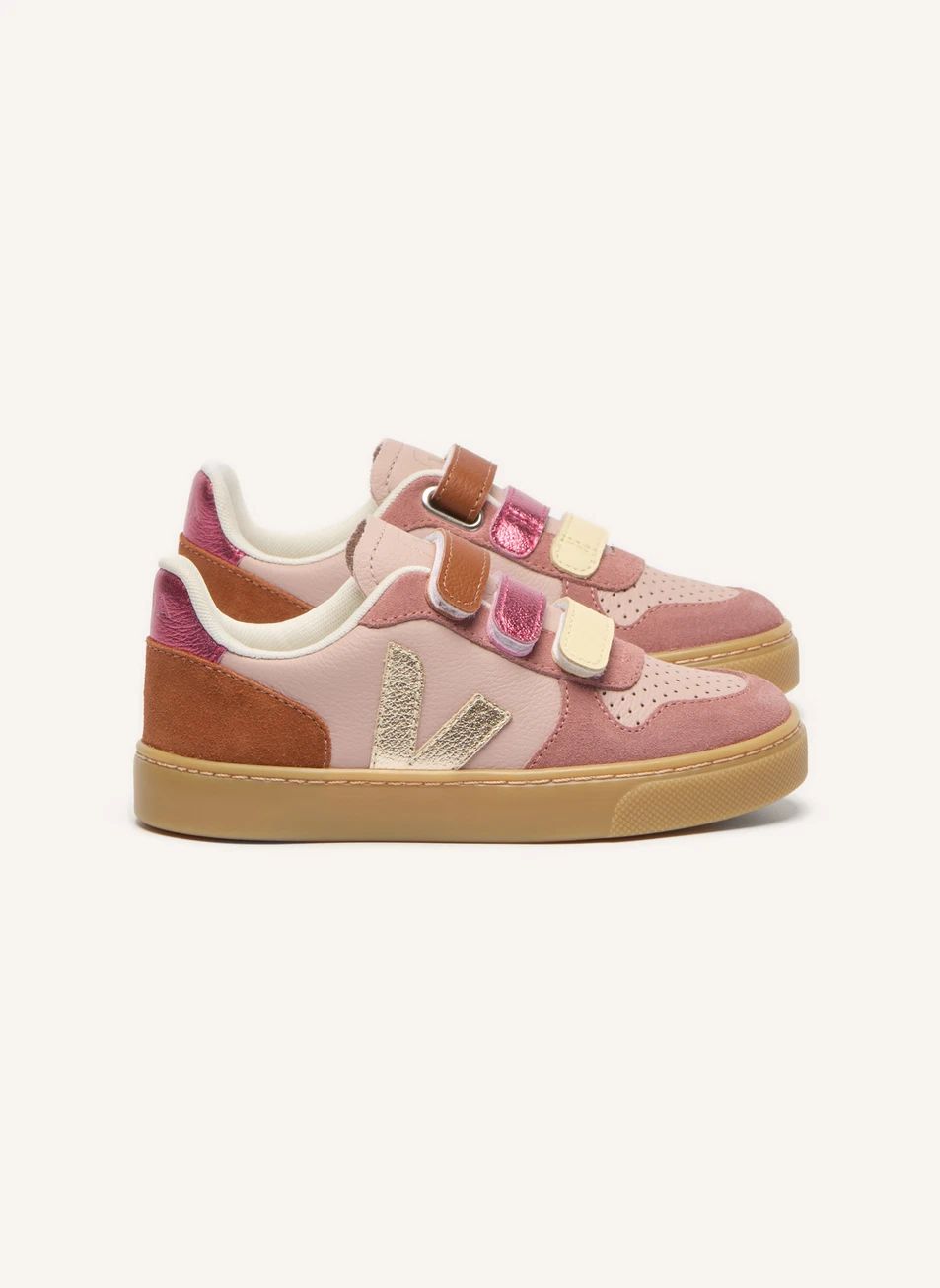 Baskets Scratchs Small V-10 Cuir | Rose poudré- Image produit n°0