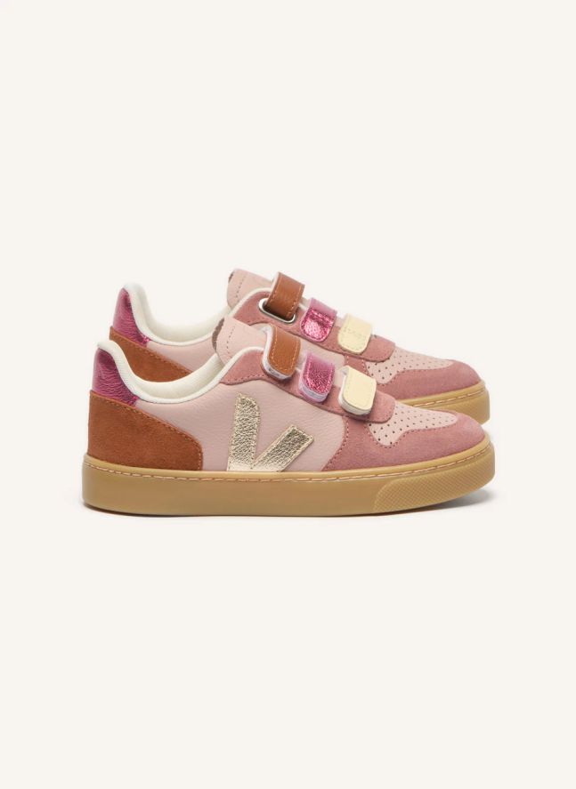 Baskets Scratchs Small V-10 Cuir | Rose poudré