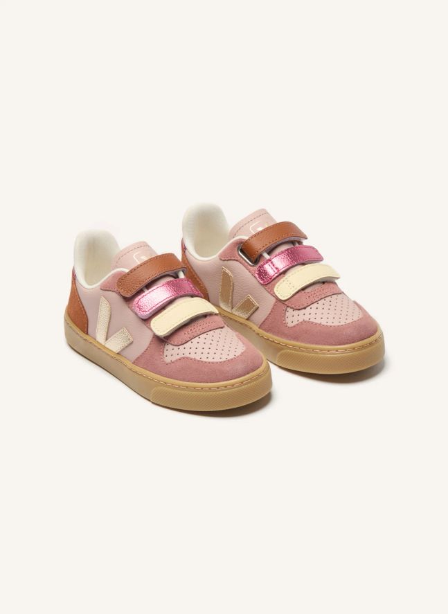 Baskets Scratchs Small V-10 Cuir | Rose poudré