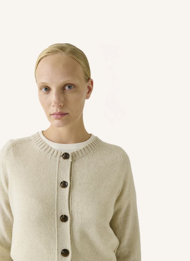 Cardigan Virginia Laine Mérinos | Beige chiné