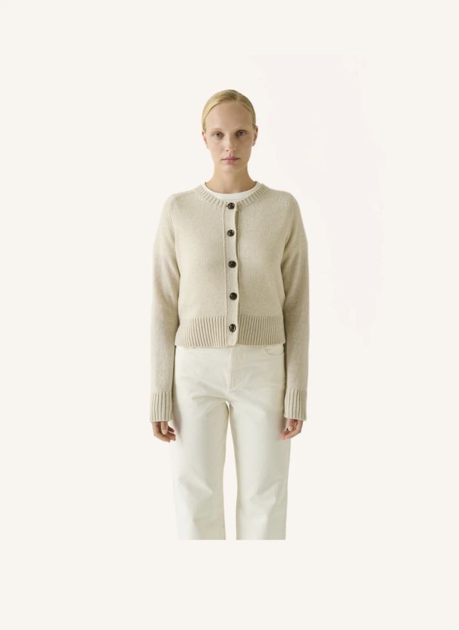 Cardigan Virginia Laine Mérinos | Beige chiné