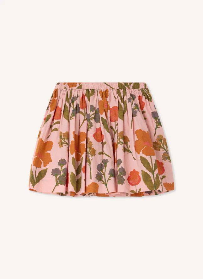 Jupe Suzon Fleurs Coton Bio | Rose pêche
