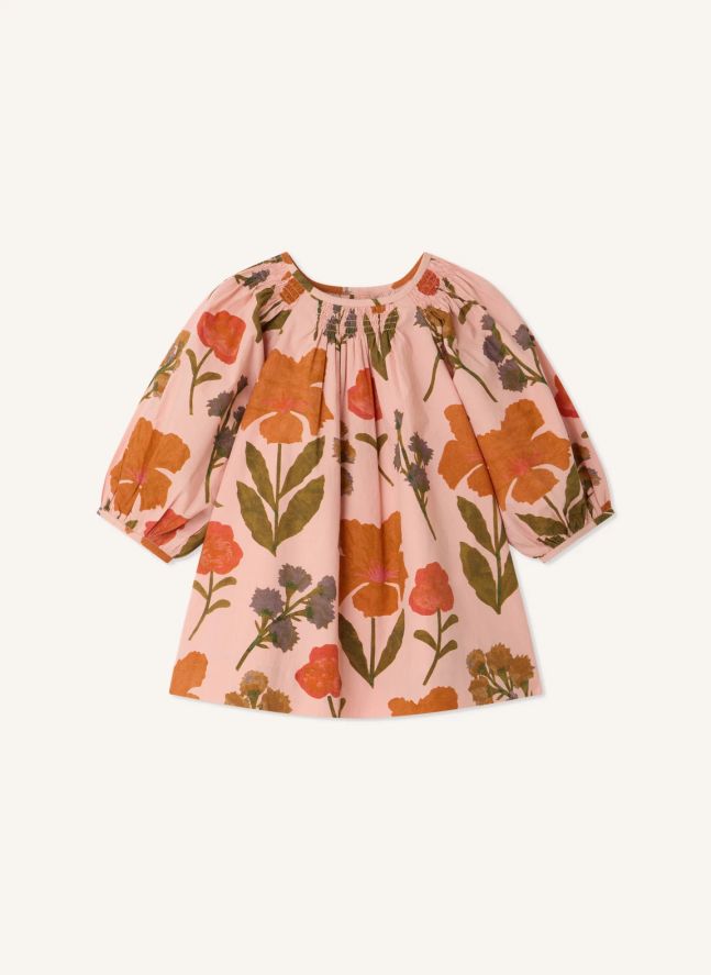 Robe Muce Fleurs Coton Bio | Rose pêche