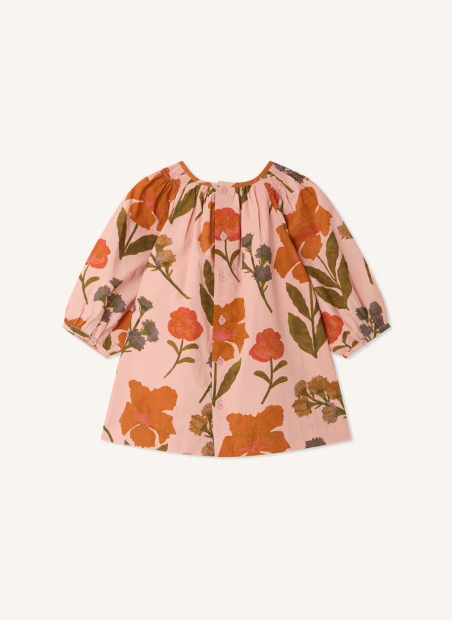 Robe Muce Fleurs Coton Bio | Rose pêche