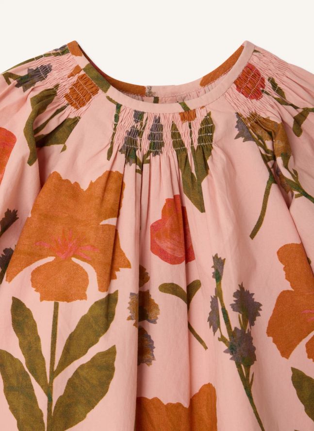 Robe Muce Fleurs Coton Bio | Rose pêche