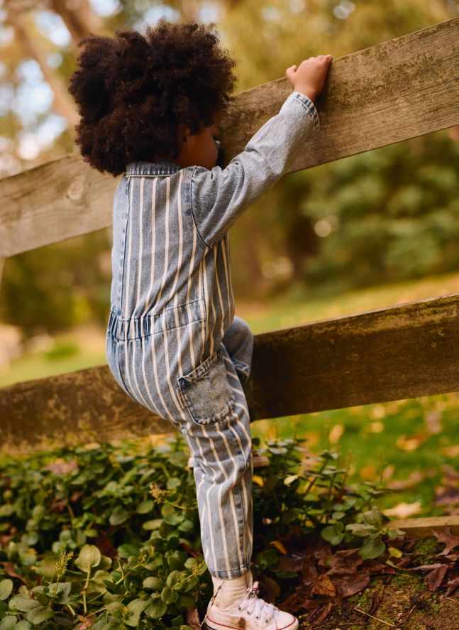 Combinaison Buddy Rayée Denim | Bleu