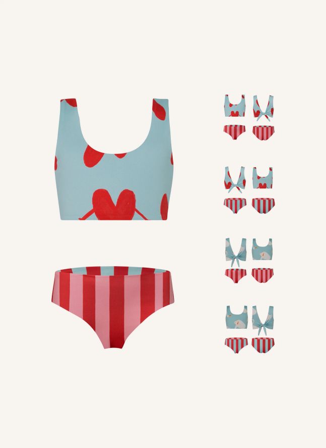 Maillot de Bain Knot Cœurs | Bleu