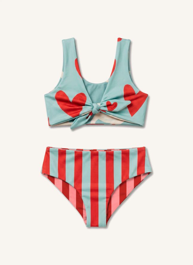Maillot de Bain Knot Cœurs | Bleu