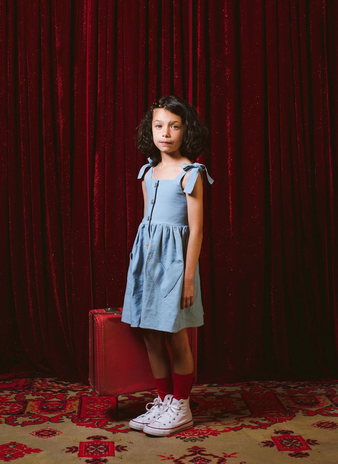 Robe Boutonnée Poches Cœurs | Bleu- Image produit n°1