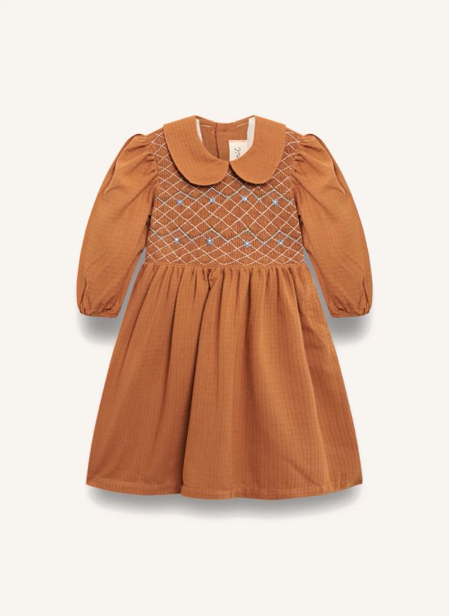 Robe Smockée Coton Bio | Terracotta