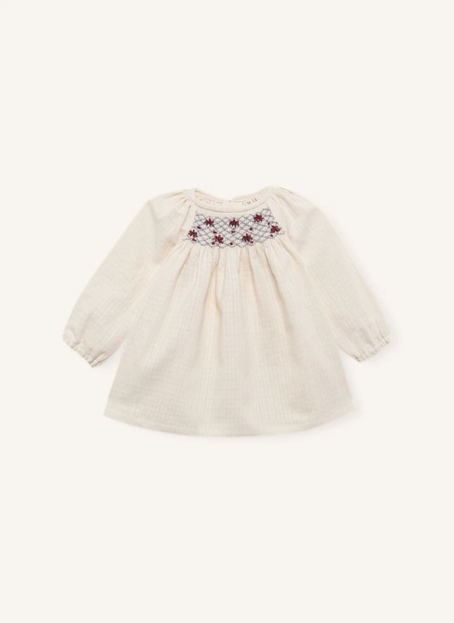 Blouse Brodée Fleurs Coton Bio | Ivoire