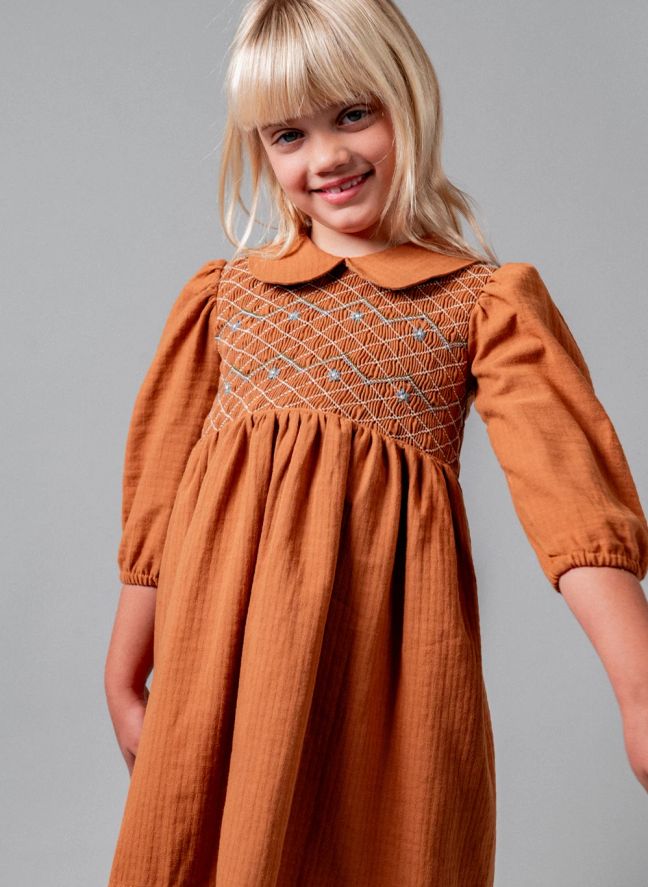 Robe Smockée Coton Bio | Terracotta