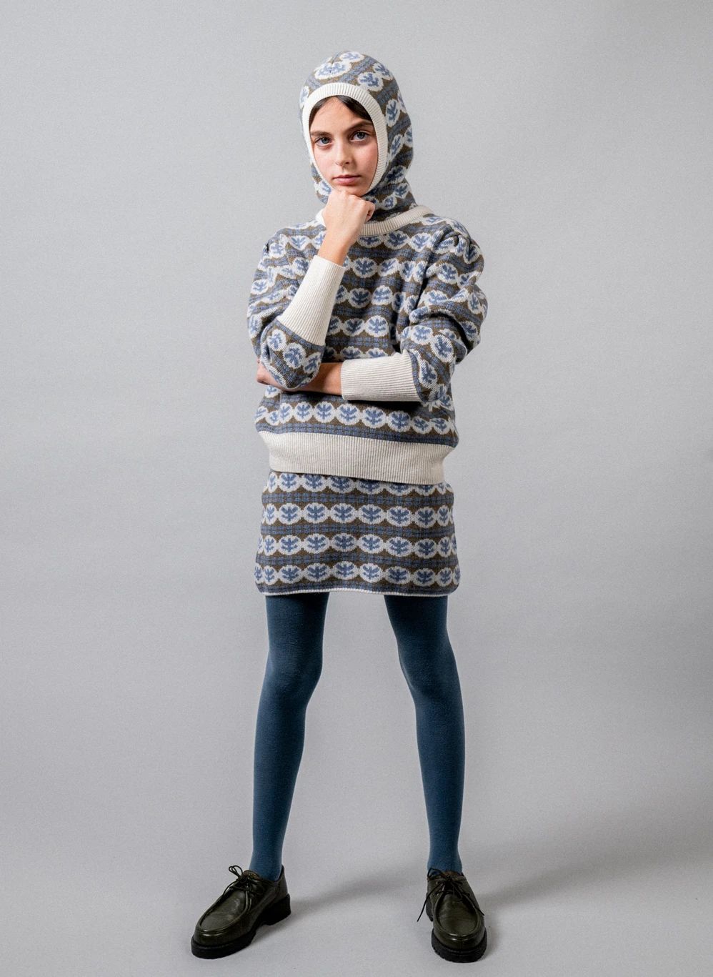 Cagoule Julieta Laine Merinos | Bleu- Image produit n°1