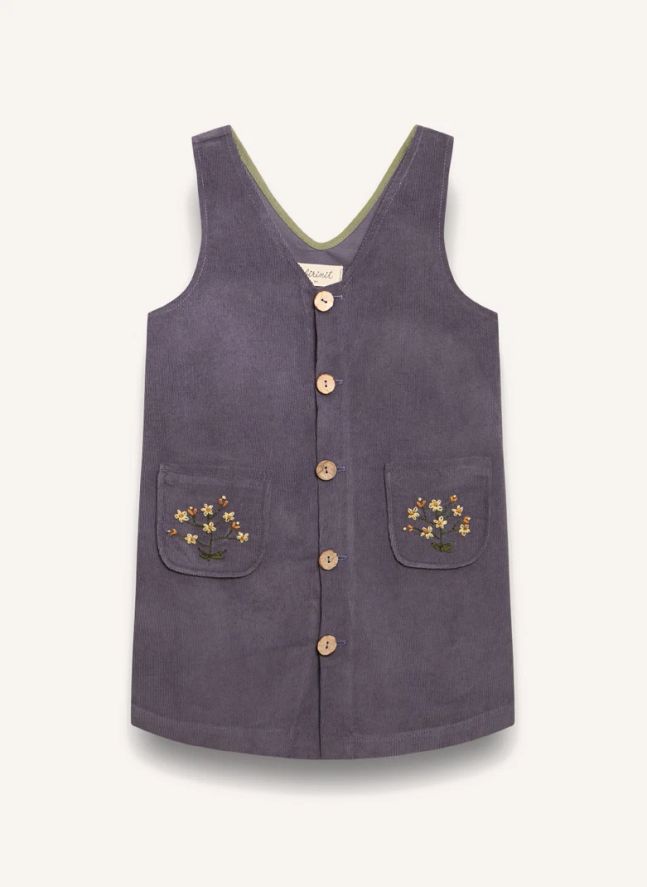 Robe Poches Brodées Coton Bio | Bleu
