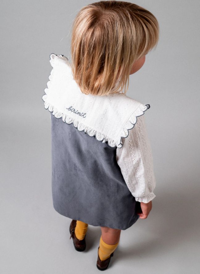 Robe Poches Brodées Coton Bio | Bleu