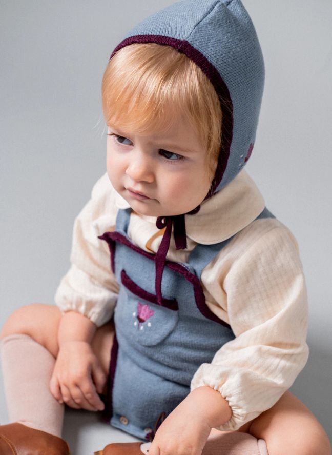 Bonnet Brodé | Bleu gris