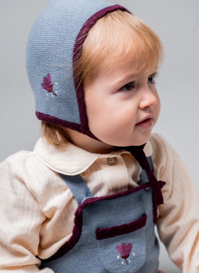 Bonnet Brodé | Bleu gris