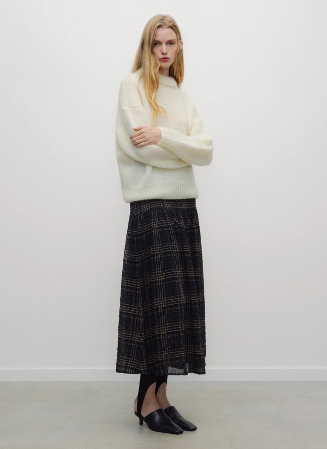 Jupe Carreaux Aira Coton | Gris