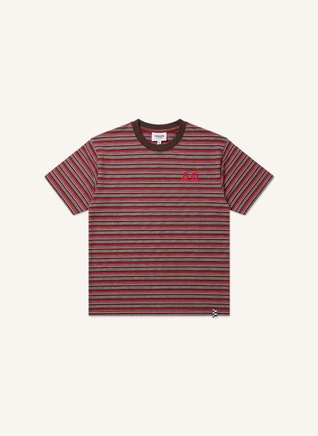 T-shirt Oversize Filo Rayé | Marron