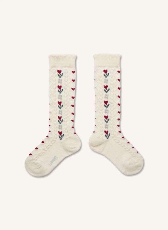 Chaussettes Hautes Désirée | Blanc cassé