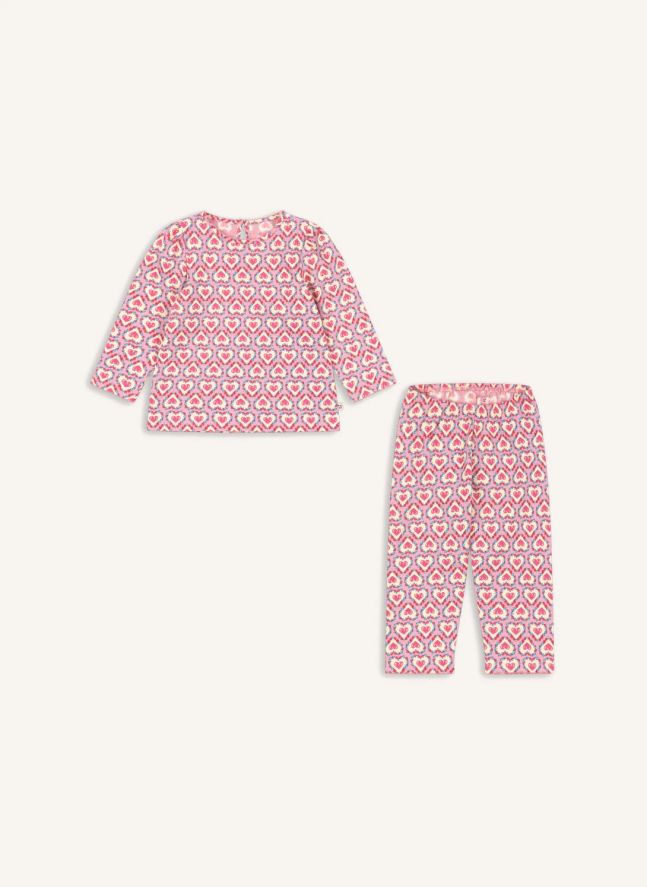 Ensemble Top et Pantalon Cœurs Coton Bio | Rose