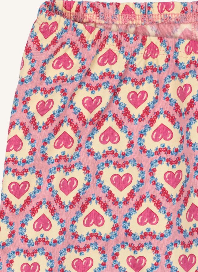 Ensemble Top et Pantalon Cœurs Coton Bio | Rose