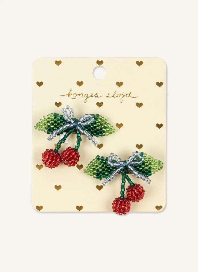 Lot de 2 Barrettes Cerises | Vert