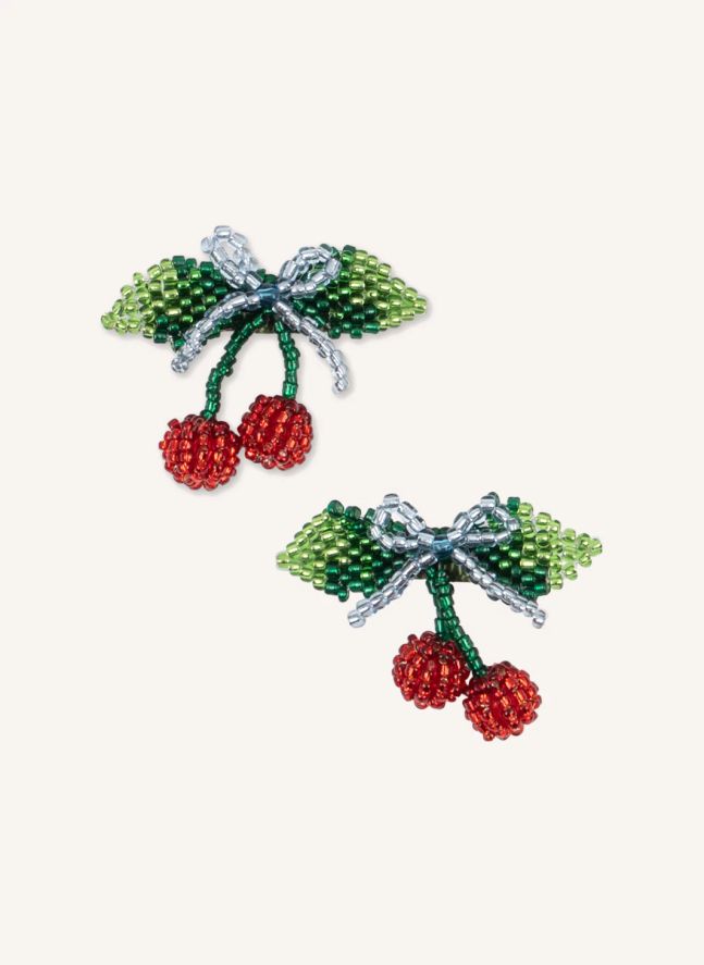 Lot de 2 Barrettes Cerises | Vert