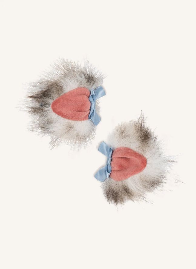 Lot de 2 Barrettes Fourrure | Gris