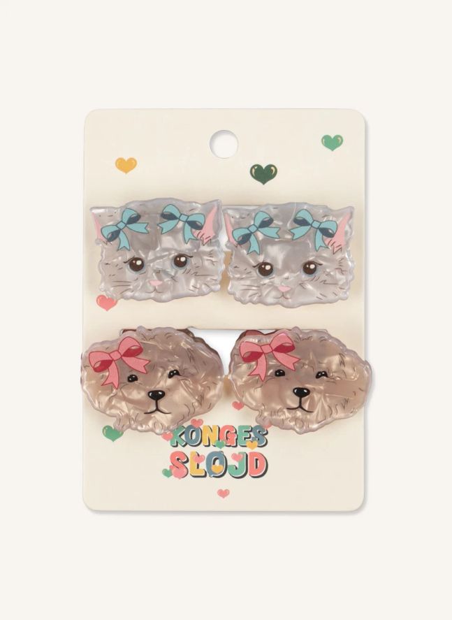 Lot de 4 Barrettes Animaux | Beige