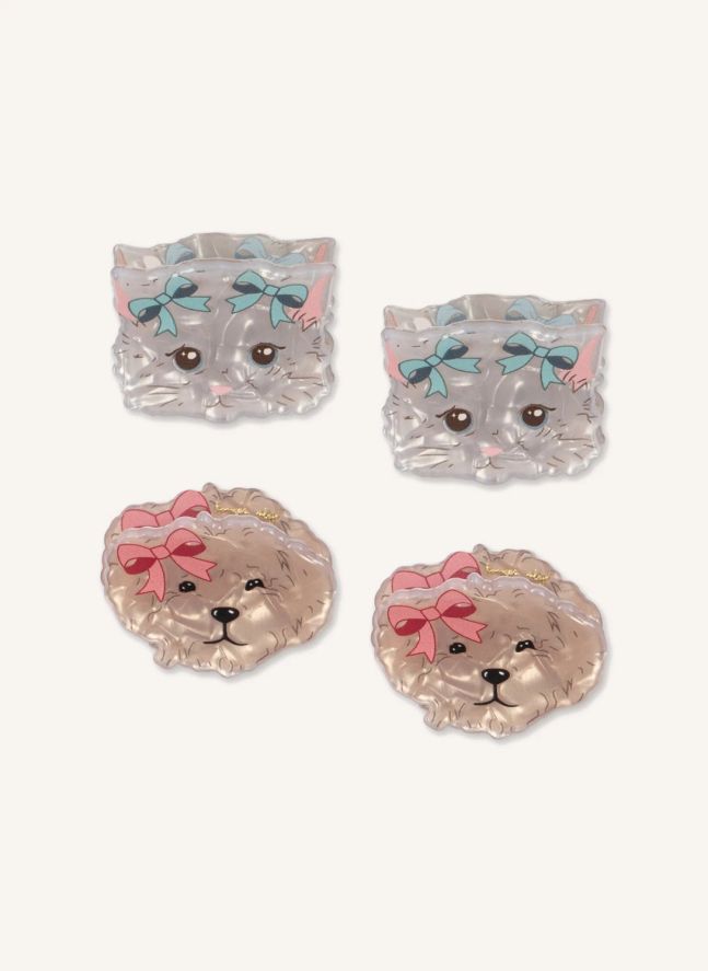 Lot de 4 Barrettes Animaux | Beige