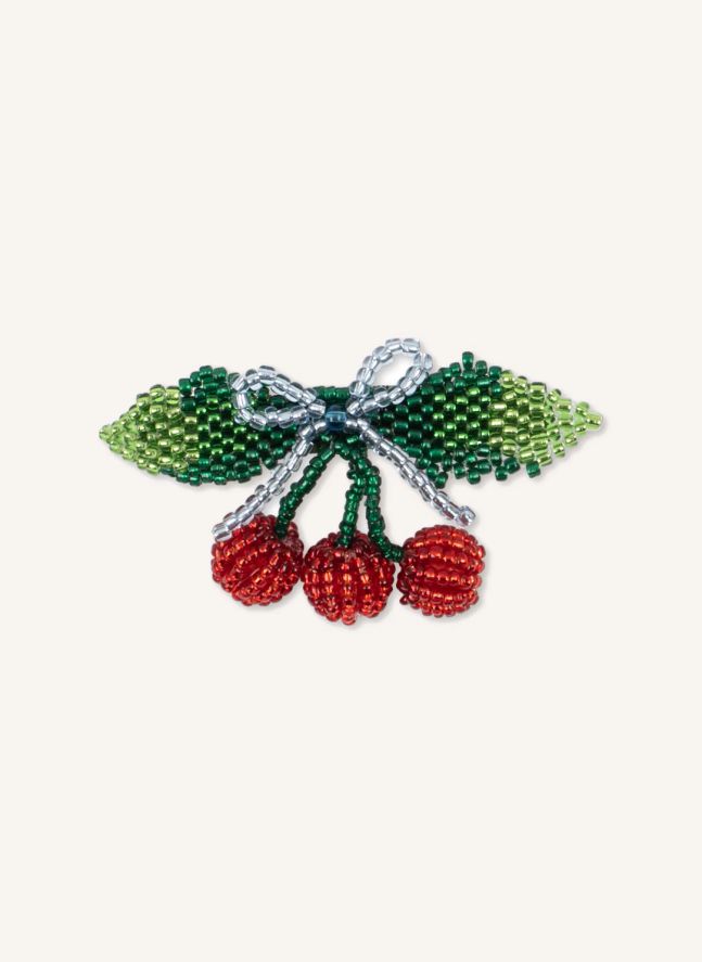 Barrette Cerises | Vert