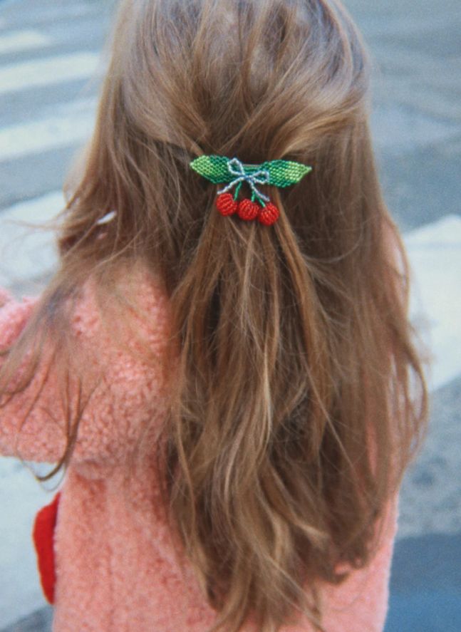 Barrette Cerises | Vert
