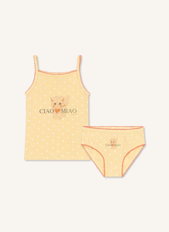Ensemble Débardeur et Culotte Minnie Pois Coton Bio | Jaune