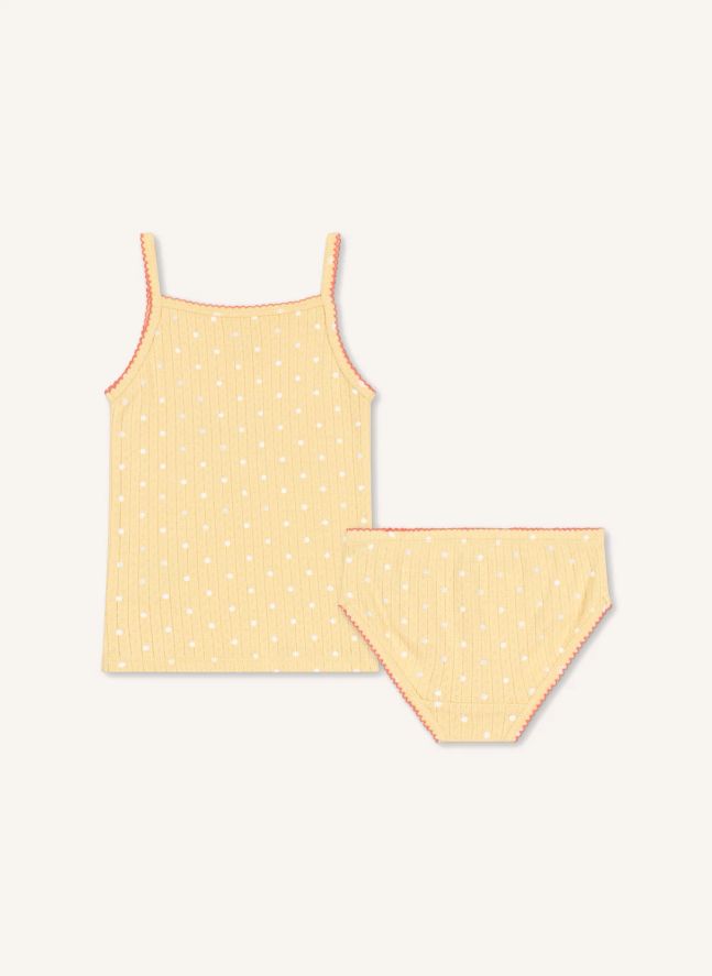 Ensemble Débardeur et Culotte Minnie Pois Coton Bio | Jaune