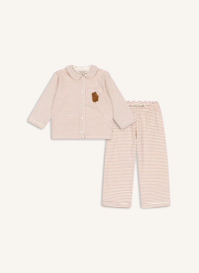 Pyjama Pio Rayé Coton Bio | Rouge